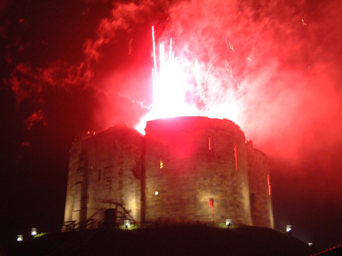 Jorvik Viking Festival fireworks at Clifford's Tower